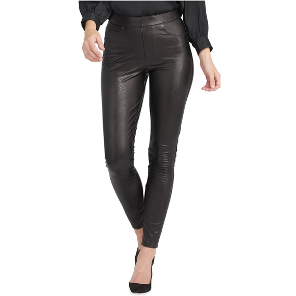 SPANX Pants - Spanx Leather-Like Ankle Skinny Pants, Noir Black Sz L